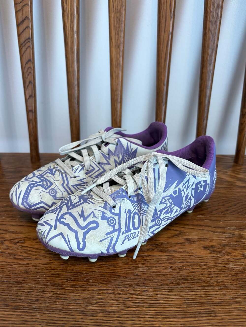 Puma Ultra Match FG/AG Pulisic Soccer Cleats White Purple Size 3
